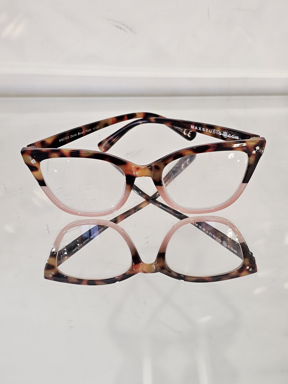 Max Studio Tortoise & Pink Fade  Cat-Eye Reading Glasses